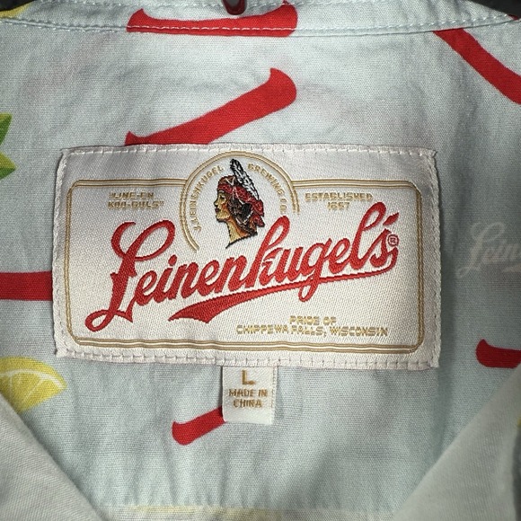 Leinenkugel's Short Sleeve Button Shirt Men Large Shirt Summer Shandy Beer Promo - Picture 3 of 7